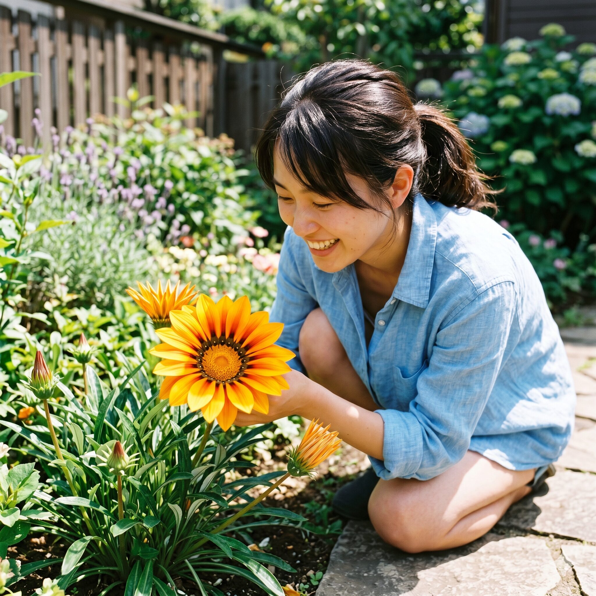 ガザニアビースト 育て方5　直射日光をたっぷりと浴びて鮮やかに開花したガザニアビーストの花