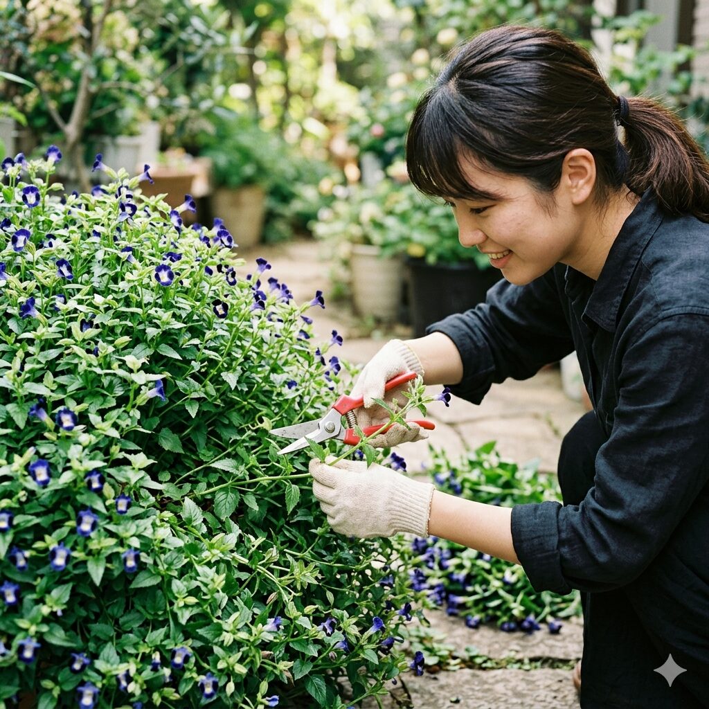 スーパー トレニア 花壇7　スーパートレニアの株をリフレッシュさせるための正しい切り戻し剪定の位置