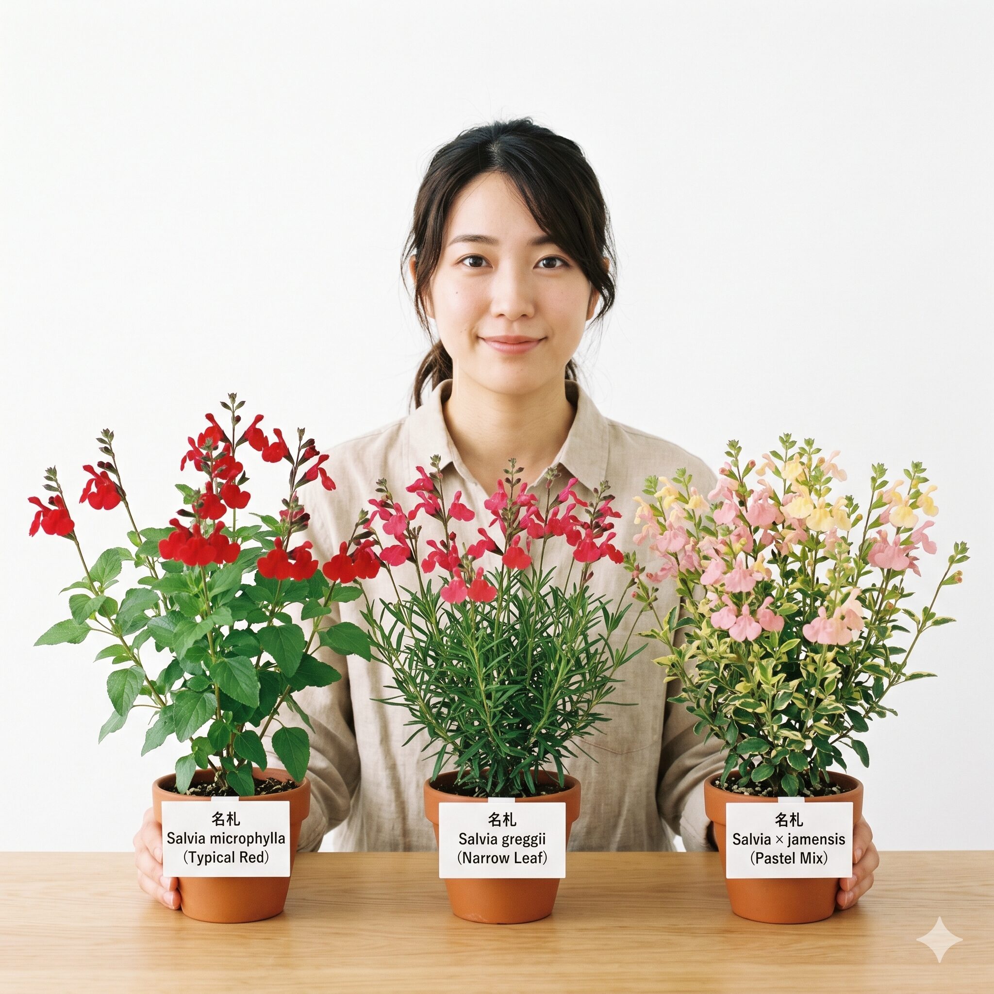 チェリーセージに似た花2　チェリーセージのギザギザした葉と滑らかな葉の見分け方の比較写真