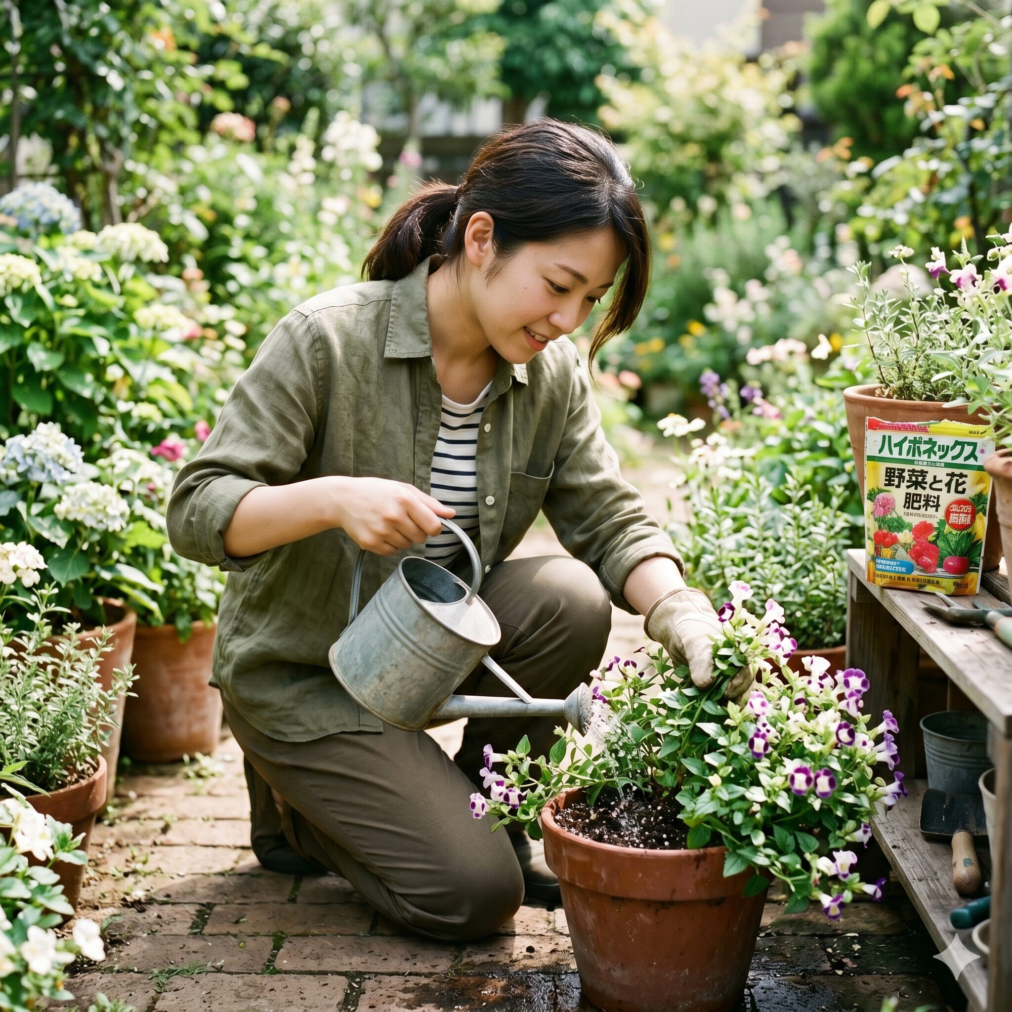 ペチュニア 地植え 花壇8　ペチュニアの花を傷めないための株元への正しい水やり方法