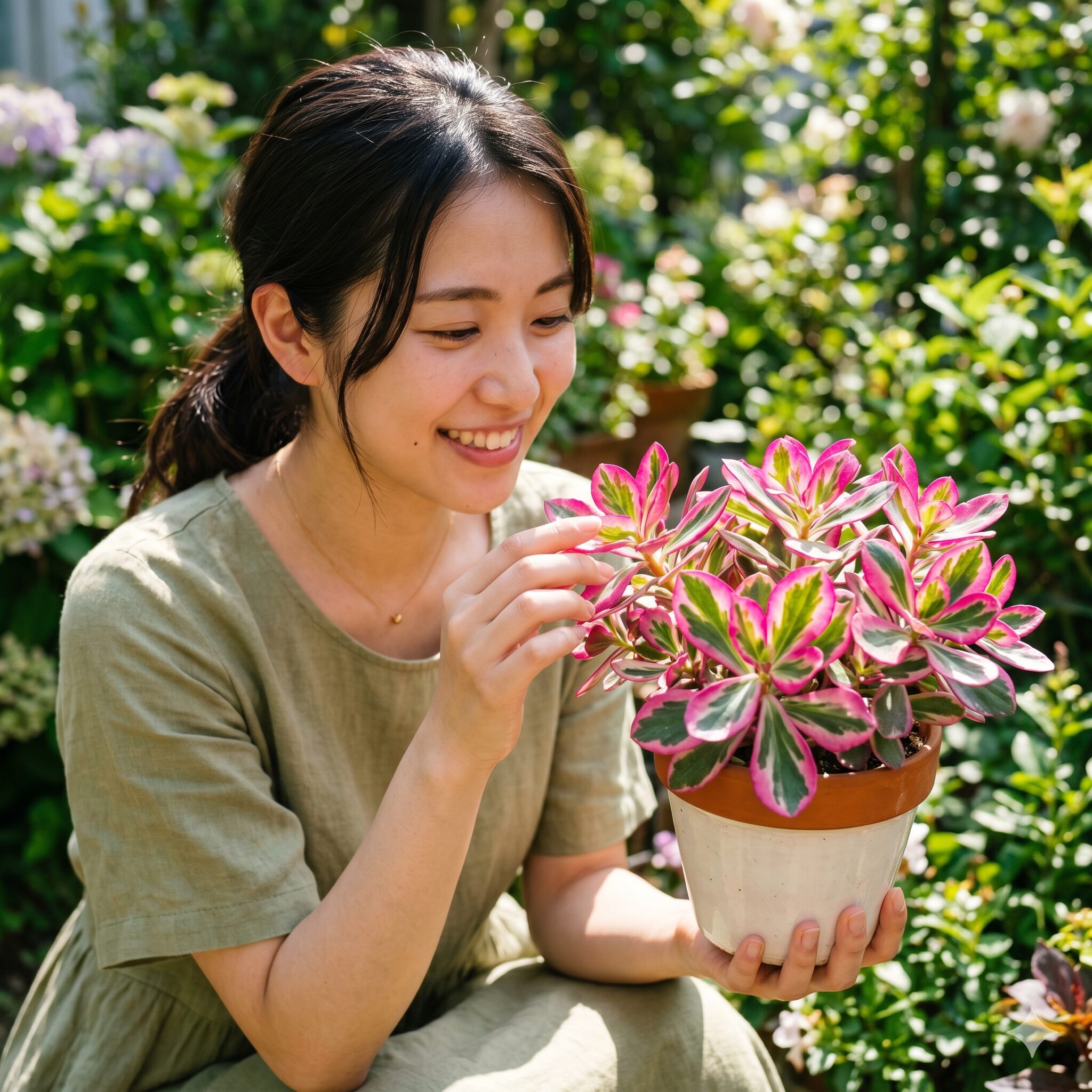 ポーチュラカ 鉢植え8 ショッキングピンクの斑が美しいマジカルキューティーの葉