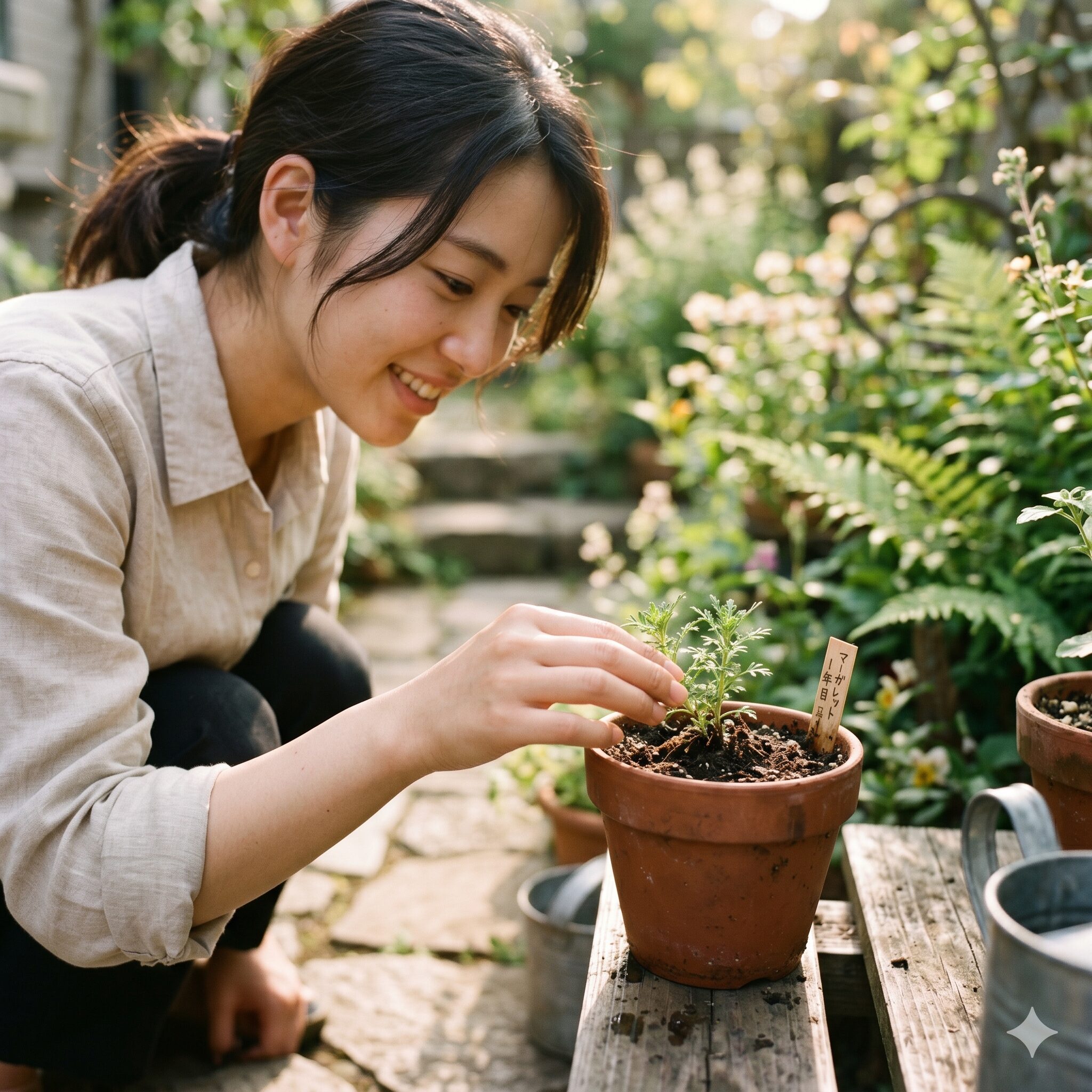 マーガレット 切り戻し 6月2　夏越し前に優しくケアされる植え付け 1 年目のデリケートなマーガレットの苗